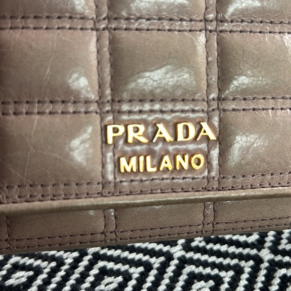 PRADA Long Wallet Card Case Purse Clutch Pink Quilted Acrylic Chain Authentic - Picture 7 of 14